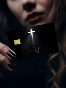 1pc Luminous Cross Credit Card Sticker, Protective Card Skin Cover, Party Birthday Gift, PVC Material Anti-Fingerprint Durable Anti-Scratch, Suitable For Men And Women, Couples, Small Chip Card, Bank Card, Credit Card, Transportation Card, Room Card, Student ID Card DIY, Privacy Protection - Type a - View 2