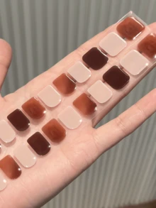 20 miếng dán móng tay gel bán khô, chất lượng salon, bền lâu, dễ dán và gỡ bỏ, cần đèn UV để làm khô. - Nhiều màu - Xem 6