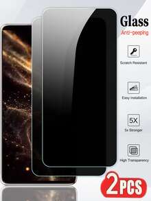 2pcs Anti-Spy Tempered Glass Screen Protector Compatible With / Phones, Fit For C65 4G, 12+, 12X, Nord N200 5G, Open, 13, 9H Hardness Anti-Scratch, Waterproof Oil-Proof, High Clarity, Perfect Compatibility, Ideal Gift For Holiday/Birthday/Valentine's Day/Mother's Day/Boyfriend/Girlfriend - Black - View 3
