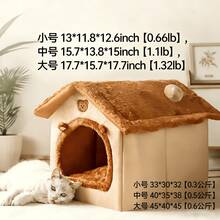 1 pieza Cama de casa para mascotas para perros y gatos, nido para mascotas con fondo antideslizante, cálido en invierno y universal para las cuatro estaciones. Cubierta desmontable y lavable, elaborada con tela suave de alta calidad y forro acolchado para clima frío, transpirable y durable. El fondo antideslizante asegura una colocación estable, la espaciosa y acogedora cueva proporciona un espacio de descanso para mascotas pequeñas. Fácil de limpiar, mueble para mascotas elegante y práctico, ideal para uso en interiores, regalo perfecto para amantes de las mascotas. - Naranja - Ver 3