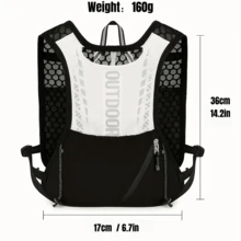 Black & White Honeycomb Lightweight Hydration Vest Pack, Outdoor Hiking Cycling Backpack, Portable Sports Storage Backpack With Water Bottle Holder & Phone Pouch - Multicolor - View 9