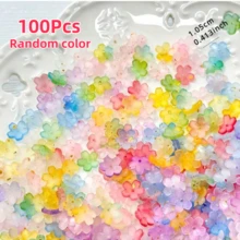 50/100/150/200/250/300入袋裝/盒裝漸層色五瓣花鈕扣，半透明壓克力樹脂裝飾鈕扣，手工DIY髮飾、髮夾、髮簪、漢服、旗袍、衣物、包包裝飾配件 - 多色 - 查看 15