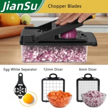 14-i-1 multifunktionell grönsakshackare, manuell matskärare med behållare och säkerhetsskydd, lätt att rengöra köksredskap för lök, potatis, fruktsalladsmakning - Multifärgad - Visa 5