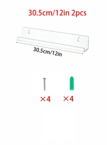 8pcs Transparent Acrylic Vinyl Record Shelf, Room Wall Bookshelf, Floating Bookshelf For, Display Rack, Magazine Rack, Wall Mount Shelf - Transparent - View 18