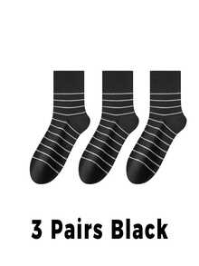 1/3 双男士正装中筒袜，优雅加固的袜尖和袜跟，透气柔软吸汗，条纹设计，父亲节/男友礼物推荐 - 彩色 - 查看 8