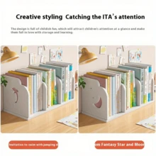 ชั้นวางของบนโต๊ะทำงาน, ชั้นวางแฟ้มในสำนักงาน, ชั้นวางหนังสือขนาดเล็กเรียบง่ายสำหรับหอพัก, ที่จัดระเบียบหนังสือเรียนบนโต๊ะทำงาน, ชั้นเก็บแฟ้ม - สีขาว - ดู 4