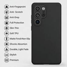 哑光黑防震手机壳，兼容三星 Galaxy A57 5G/A37/A56 5G/A55 5G/A55/A54 5G/A54/A36 5G/A36/A35 5G/A35/A34/A26 5G/A25 5G/A17/A16/A15 5G/A15/A14/A07/A06/A06 5G/A05S/A05/A52/A52s 5G，防指纹、防刮、防摔，全方位保护，超薄柔软，采用柔软 TPU 材质，哑光表面，防滑，减震，耐用，轻巧，不褪色，防油，时尚，坚固，高端品质，国际版，非国内版 - 黑色 - 查看 1