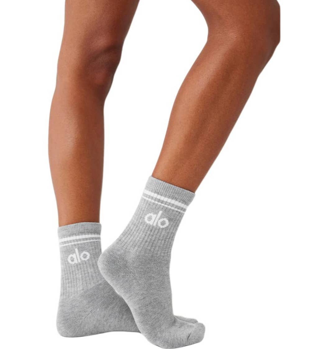 Alo Yoga Crew Socks, Socks Men/Women ,Cushioned Cotton Athletic Arch Support Moisture Wicking,1-Pairs - 淺灰色 - 查看 1
