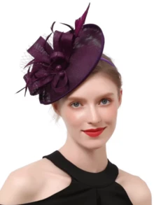 1 pieza Tocado de sombrero elegante, Sombrero de carreras de Kentucky Derby, Sombrero de plumas para fiesta de té para damas/niñas, Equitación - Multicolor - Ver 4