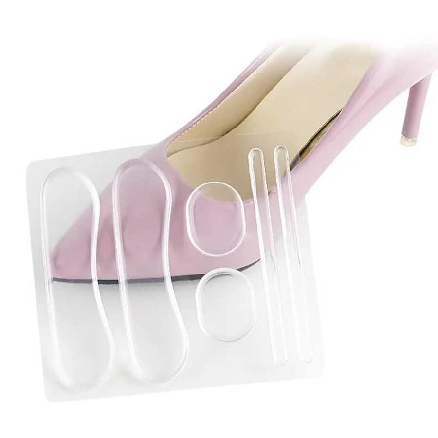 QKC 6pcs/Set Multi-Function Heel Pads, Anti-Friction Anti-Slip Heel Cushions, Unisex For High Heels, Sandals And Sneakers, Improve Shoe Fit - Transparent - View 1