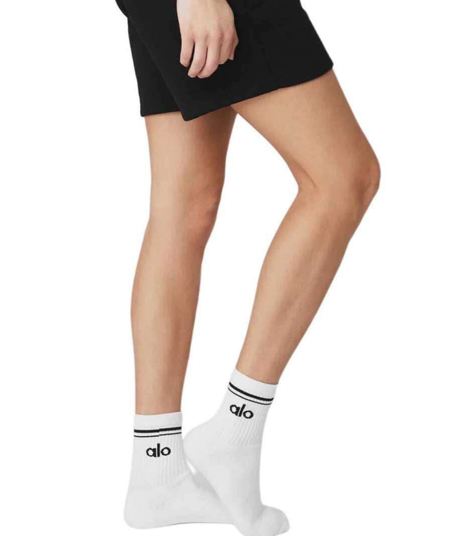 Alo Yoga Crew Socks, Socks Men/Women ,Cushioned Cotton Athletic Arch Support Moisture Wicking,1-Pairs - 白色 - 查看 1