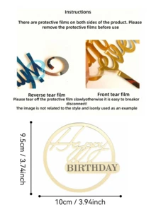 3 Stücke/6 Stücke/9 Stücke goldene "Alles Gute zum Geburtstag" Kuchendekoration, Acryl Geburtstags-Cupcake-Topper, Kuchen & Dessert Dekoration für Geburtstagsparty (Gold) - B - Übersicht 2
