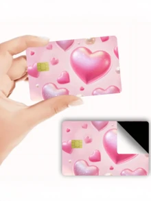 1 pieza Pegatina de tarjeta de crédito con corazón grande rosa, regalo romántico para parejas, regalo de fiesta y cumpleaños, hecho de material PVC, a prueba de huellas dactilares y resistente a los arañazos, adecuado para hombres, mujeres, parejas, para decorar tarjetas de débito/crédito, tarjetas universitarias, etc. - Tipo A - Ver 5