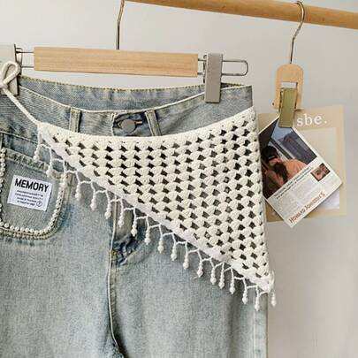 Khăn tam giác Dopamine mới năm 2026, băng đô thời trang đa năng, thắt lưng, dải ren thêu, phụ kiện tạo kiểu nhiều lớp cho váy.