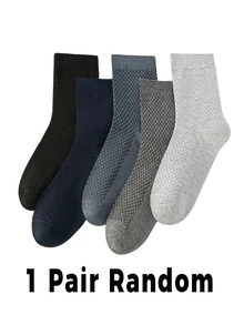 1/3 paire de chaussettes habillées multicolores pour hommes, chaussettes mi-mollet, chaussettes de travail, renforcées au niveau des orteils et du talon, respirantes, douces au toucher, absorbant la transpiration, convient comme cadeau pour la fête des pères ou le petit ami - Multicolore - Voir 6