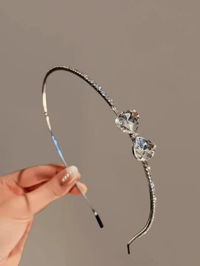 1件装高级水晶蝴蝶结发箍，新款百搭优雅女士简约韩版时尚发饰