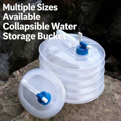 Portable Folding Water Storage Bucket With Tap - Large Capacity, Collapsible & Expandable For Outdoor Camping, Picnics, And Road Trips