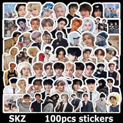 100pcs STRAYKID, KPOP Stray SK Sticker Set, Graffiti Stickers For STAY Fans, Suitable For Luggage, Laptop, Bicycle, Motorcycle, Stationery, Scooter, Furniture, Refrigerator, Phone, Cup, Helmet, Car, Great Gift For Friends, Family, Fans