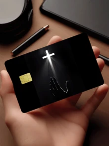 1pc Luminous Cross Credit Card Sticker, Protective Card Skin Cover, Party Birthday Gift, PVC Material Anti-Fingerprint Durable Anti-Scratch, Suitable For Men And Women, Couples, Small Chip Card, Bank Card, Credit Card, Transportation Card, Room Card, Student ID Card DIY, Privacy Protection - Type a - View 1