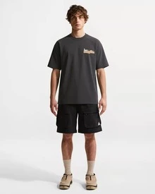Nike Retro Graphic Print Crew Neck Pullover Loose Short Sleeve T-Shirt, Unisex, Black - 黑色 - 查看 9