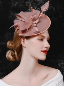 1 pieza Tocado de sombrero elegante, Sombrero de carreras de Kentucky Derby, Sombrero de plumas para fiesta de té para damas/niñas, Equitación - Multicolor - Ver 3