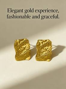 不锈钢镀金耳环，低致敏性，不含镍，哑光耳环，加厚女士镀金耳环，时尚宣言几何纹理轻盈防过敏耳环，复古珠宝舞会礼物，女士耳环，时尚加厚独特吊坠耳环，女士镀金耳环套装，精致镀金吊坠耳环，防过敏耳环，时尚珠宝，女士礼物，派对礼物 - 彩色 - 查看 2