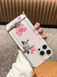 Turtle & Flower Card Slot Shockproof Phone Case Compatible With Apple 17/16/14 Pro Max, High-Quality New Design, Suitable For IPhone 13/15/12/12 Pro/11, Fashionable And Phone Protective Cover - Clear - View 6