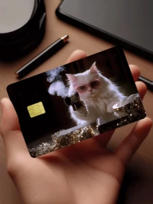 1/2/4/5/10pcs Cool Cat Credit Card Stickers Privacy Protection Card Skins, Cool Cat Birthday Gift PVC Material Anti-Fingerprint Anti-Scratch Wear-Resistant Card Covers, Suitable For Men And Women, Small Chip Cards, Bank Cards Decoration Stickers, Credit Cards, Transportation Cards, Student Campus Cards Personalized DIY - Type a - View 13