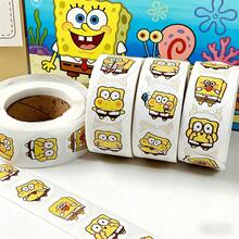 SpongeBob SquarePants 1pc Square Cartoon Cute & Fun Sticker, 25mm Round/Square Cartoon Cute Stamp Sticker, Adorable Square Sticker, Square Decor Sticker Suitable For Smartphone, Home Decor, Laptop, Water Bottle, Notebook - Multicolor - View 4