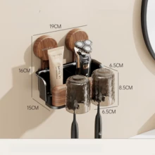 Giá đỡ bàn chải đánh răng bằng giác hút, giá treo bàn chải đánh răng và cốc súc miệng gắn tường phòng tắm, không cần khoan. - A - Xem 12