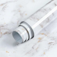 1 cuộn giấy dán tường giả đá cẩm thạch, giấy dán tường vinyl tự dính chống thấm nước, có thể tháo rời và tái sử dụng, thích hợp cho mặt bàn, tủ, phòng tắm, bàn làm việc, kiểu đá và gỗ, kích thước 15,74 x 393,7 inch. - Bạch kim mới - Xem 11