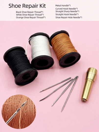 Kit de herramientas de reparación de calzado de alta calidad, hilo encerado resistente y agujas de coser de cuero, herramientas profesionales para zapatos, artículos de cuero, fabricación de bolsos, materiales DIY adecuados para amantes de la artesanía, zapateros, principiantes
