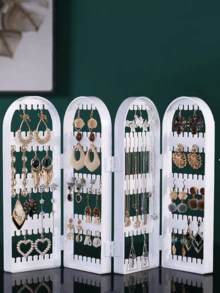 1 Earring Display Stand, Acrylic Foldable Jewelry Necklace Box Organizer - White - View 11