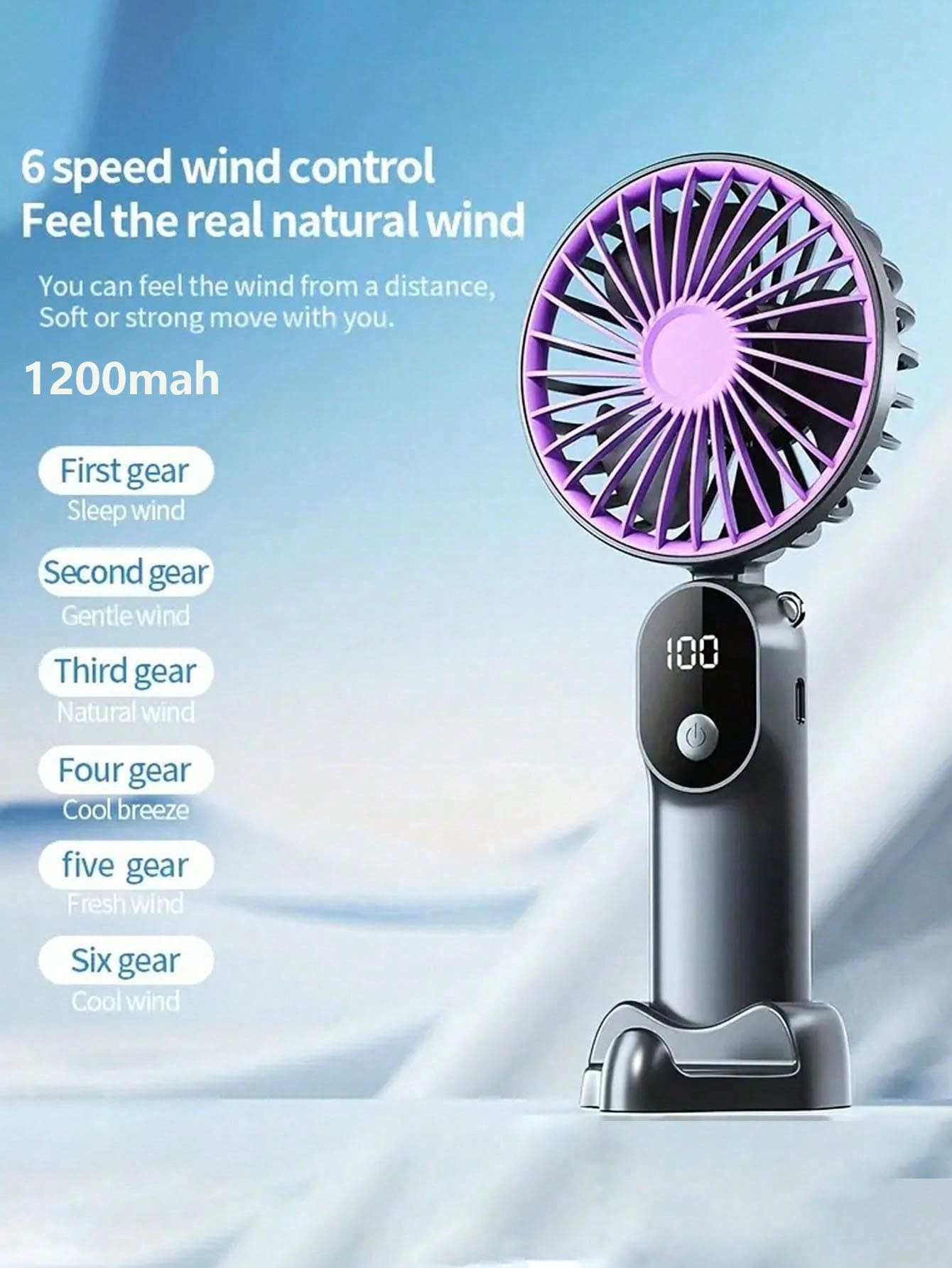 7合1迷你风扇：电池续航时间长、充电速度快、静音、多种功能模式——非常实用！ - 多色 - 查看 1