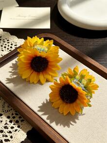 1 chiếc kẹp tóc hình hoa hướng dương tươi tắn, phụ kiện tóc hoa sống động, kẹp tóc kiểu nửa đầu, kẹp tóc hoa hướng dương mùa hè, kẹp tóc hoa vải, kẹp búi tóc kiểu bé gái dễ thương, kẹp tóc trang trí chụp ảnh bãi biển, thích hợp cho kỳ nghỉ, du lịch. - Màu vàng - Xem 10