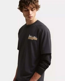 Nike Retro Graphic Print Crew Neck Pullover Loose Short Sleeve T-Shirt, Unisex, Black - 黑色 - 查看 8