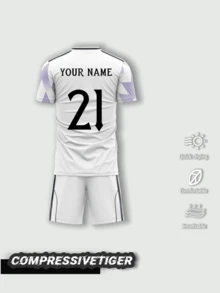 Bộ đồ bóng đá sân khách màu trắng và tím mùa giải 2526 tùy chỉnh (2 món) - Áo và quần short cá nhân hóa, chất liệu thấm hút mồ hôi - Bộ đồ tập luyện dành cho người hâm mộ bóng đá trưởng thành, quà tặng mùa hè, đồ tập gym. - trắng - Xem 3