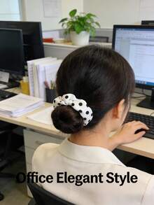 复古优雅波点大号发圈，布艺发饰，女士发圈头饰，家居卧室装饰发圈，马尾辫发绳 - 彩色 - 查看 4