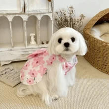 1 pieza Vestido con lazo floral para mascotas, Vestido estilo princesa para gatos y perros Ragdoll, Chinchilla, Poodle, Bichon Frise - Rosa - Ver 3