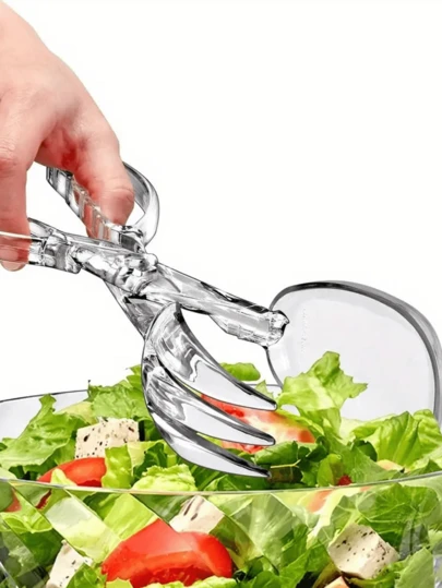 1 par de pinzas y clips de plástico reutilizables para ensalada - Adecuado para barbacoa, cocina al aire libre, bufé y catering de fiestas, diseño duradero e higiénico para garantizar la alimentaria, conveniente para servir ensaladas