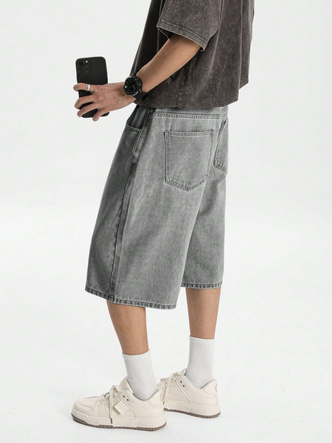 Jeans délavés gris vintage pour adolescents - Gris - Voir 1