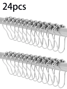 12/24个装重型防锈镀层浴帘挂钩，带顺滑滚珠轴承，铸铁材质 - 彩色 - 查看 7