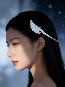 1 pièce Pince à cheveux rafraîchissante en forme d'aile, accessoire polyvalent pour Hanfu et Cheongsam, épingle à chignon minimaliste et moderne, décoration de cheveux girly, pour l'été, les vacances, les voyages, accessoires pour femmes - Multicolore - Voir 5