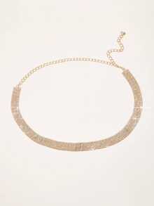One-Piece Women's Rhinestone Embellished Heavy-Duty Waist Chain - Gold - View 2