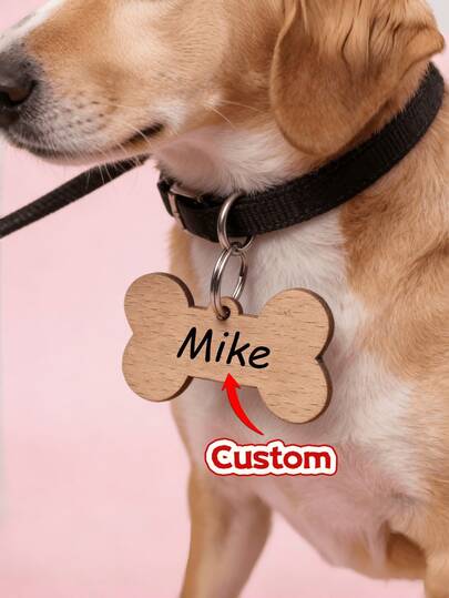 Thẻ gỗ đựng thú cưng được cá nhân hóa, tùy chỉnh, khắc laser, kèm móc khóa, thẻ nhận dạng thú cưng, thẻ ID thú cưng và biển hiệu nhà cho thú cưng.