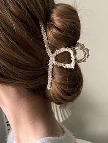 2pcs/1pc Elegant Metal Pearl Square Crossover Hair Clips, Versatile Hair Claw Hairstyle Accessories For Daily, Party, Travel, Photo Shoot, High-End Gift - Multicolor - View 6