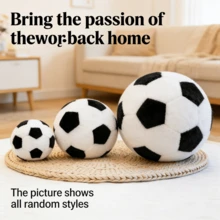 World Cup Football Plush Doll Set - Classic Black And White, Multiple Sizes, Home Decor/Fan Gift/World Cup Merchandise | Soft Squeeze Stress Relief Ball, Classic Black And White Football Doll - 3 Size Options, Bedroom/Desk/Car Decor, Must-Have Fan Collection - Multicolor - View 2