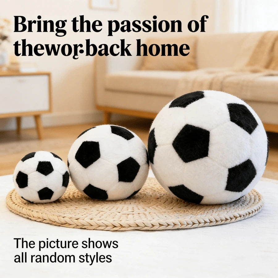 World Cup Football Plush Doll Set - Classic Black And White, Multiple Sizes, Home Decor/Fan Gift/World Cup Merchandise | Soft Squeeze Stress Relief Ball, Classic Black And White Football Doll - 3 Size Options, Bedroom/Desk/Car Decor, Must-Have Fan Collection