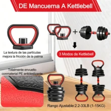 Adjustable Dumbbells 20kg Exercise Weight Kit | Dumbbell Set With Connecting Bar And Kettlebell For Home Gym Training - Black - View 5