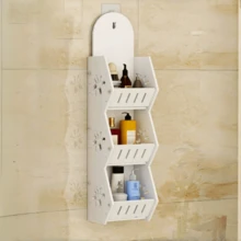 1pc Wall-Mounted Bathroom Shelf, Large Capacity Toiletry Storage Rack, Multi-Layer No-Drill Storage Shelf, Easy Installation, Space-Saving, Modern Design, Suitable For Storing Cosmetics, Toothpaste, Shampoo, Body Wash, Skincare Products, Tissues, Also Applicable To Balcony And Kitchen Storage. - White - View 8